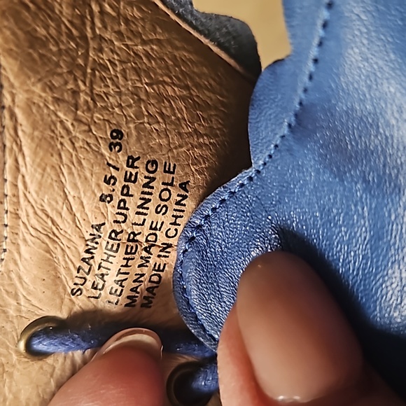 Miz Mooz Blue Leather Lace-up Heeled Pumps - Picture 13 of 14